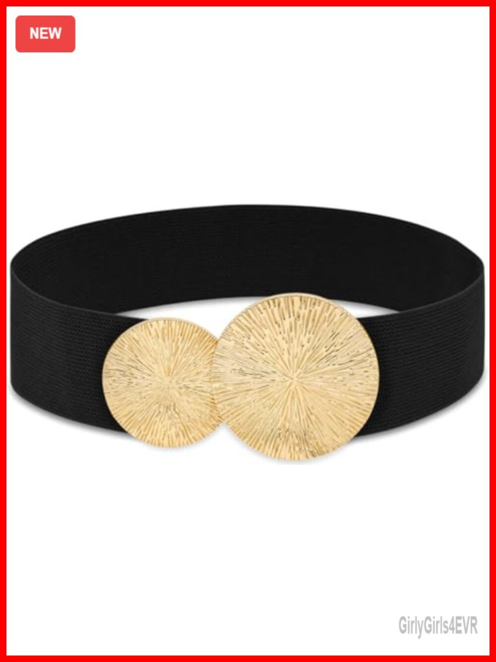 Wide Stretchy Elastic Waist Belt with Alloy Round Buckle for Dresses and